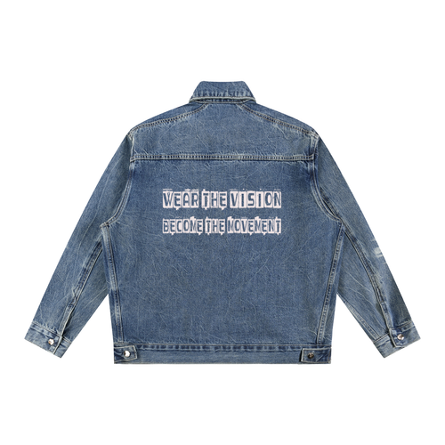 Vintage Wash Zip Up Denim Jacket